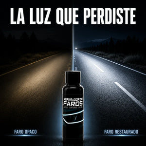 Carretera de noche: faro opaco contra faro restaurado